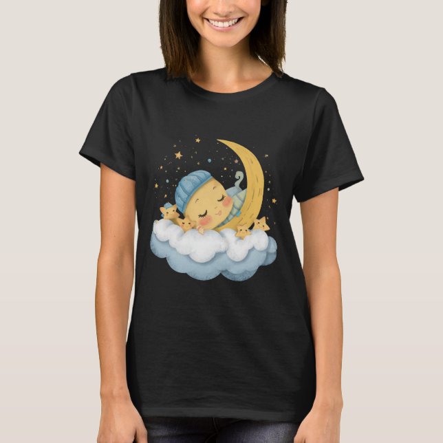 Camiseta Gráfica Lua e Estrelas Sonolentas (Frente)