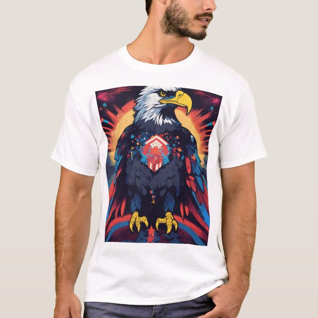 Camiseta Gráfica Majestosa da Águia Libere seu esp (Frente)