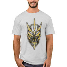Camiseta Gráfica Máscara de Samurai Dourada