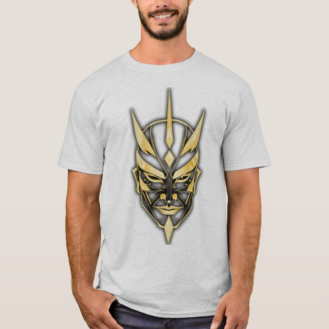 Camiseta Gráfica Máscara de Samurai Dourada (Frente)