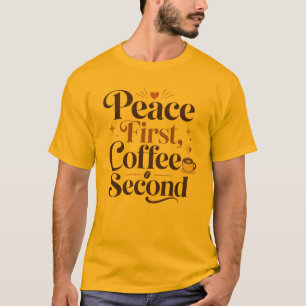 Camiseta gráfica masculina Peace First Coffee Seco