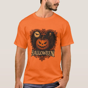 Camiseta Gráfica Masculina Stylish Gothic Abóbora 