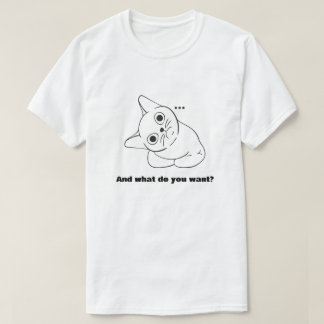 Camiseta Gráfica Minimalista com Citação de Gato C