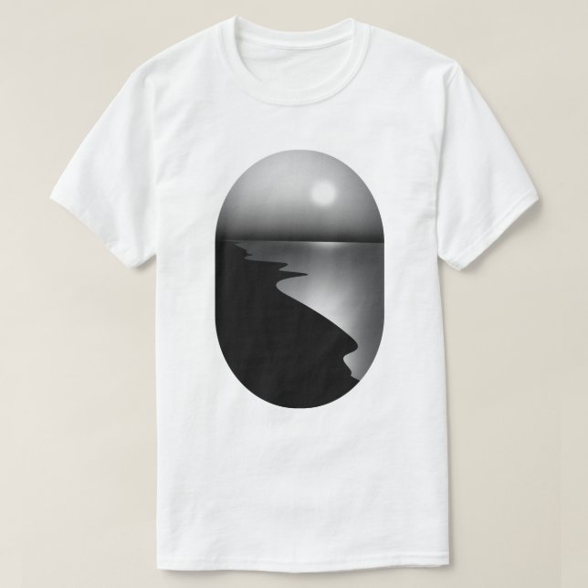 Camiseta Gráfica Minimalista da Lua Costeira (Frente do Design)