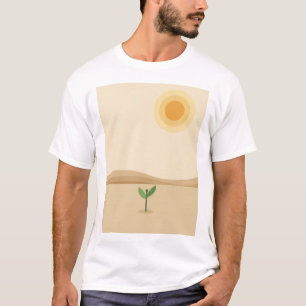 Camiseta gráfica minimalista de broto no deserto