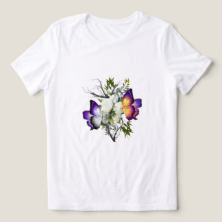 Camiseta Gráfica Minimalista Rosa Branca & Borbole