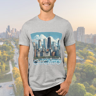 Camiseta Gráfica Moderna da Silhueta de Chicago