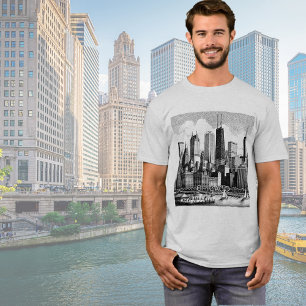 Camiseta Gráfica Moderna Preta de Chicago