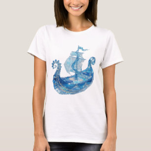 Camiseta Gráfica Navio VÍKINGO BLUE ICE Prata Clás