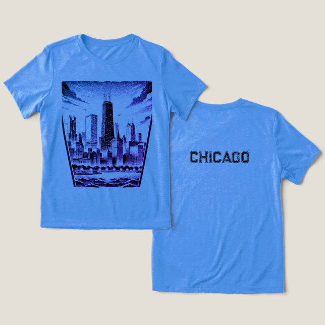 Camiseta Gráfica Negra CHICAGO (Design Frente e Verso)