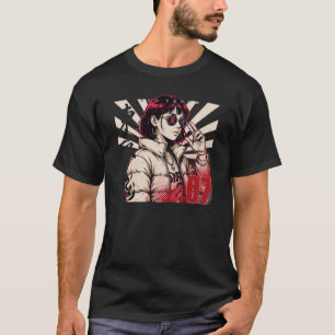 Camiseta Gráfica Neo Tokyo Night Rider preta