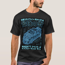 Camiseta Gráfica Neon Blueprint Skyline R34 Techwe