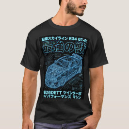 Camiseta Gráfica Neon Blueprint Skyline R34 Techwe