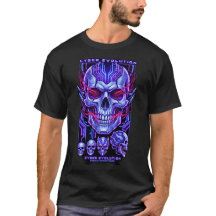 Camiseta Gráfica Neon Cyber Crânio Futurista Stree