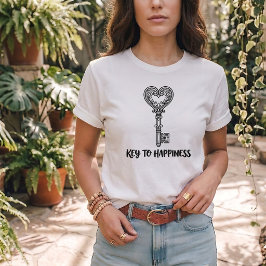 Camiseta Gráfica Nova Chave Para Felicidade Domést