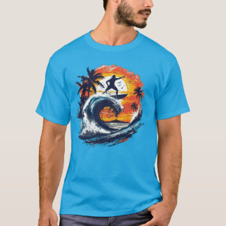 Camiseta Gráfica Onda do Pôr do Sol
