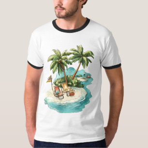 Camiseta Gráfica Paraíso da Ilha Tropical – Relaxi