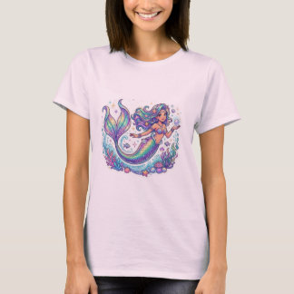Camiseta Gráfica Pastel Mística Sereia | Oceano Br