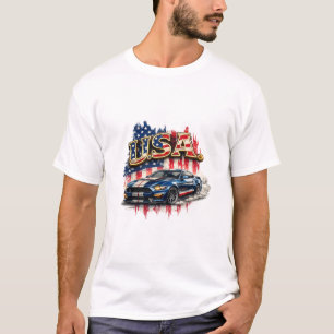 Camiseta Gráfica Patriótica de Carro Musculoso Vin