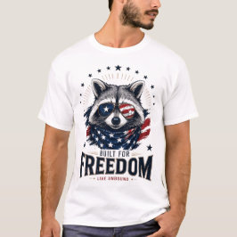 Camiseta Gráfica Patriótica de Guaxinim da Liberdade