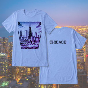 Camiseta Gráfica Preta com a Silhueta de Chicago