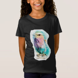 Camiseta Gráfica Preta de Pássaro Aquarela Vibrant