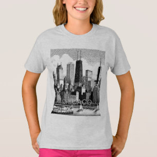 Camiseta Gráfica Preta Moderna do Horizonte de Chi