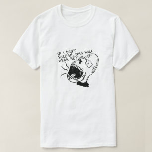 Camiseta Gráfica Preto e Branco com Rosto Gritando