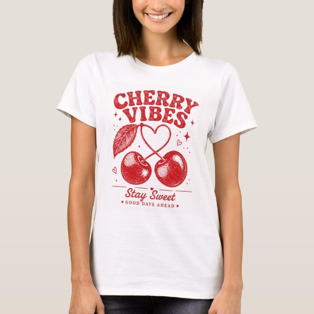 Camiseta Gráfica Retro Cherry Vibes (Frente)