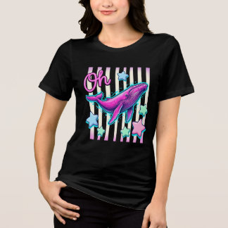 Camiseta Gráfica Retro Costeira Oh Whale com Balei