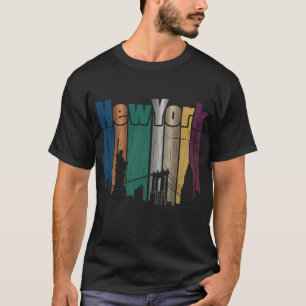 Camiseta Gráfica Retro da Silhueta de Nova York
