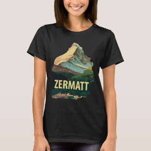 Camiseta Gráfica Retro de Viagem Zermatt Matterhor