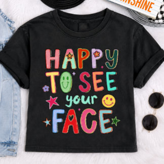 Camiseta Gráfica Retro Feliz em Ver Seu Rosto