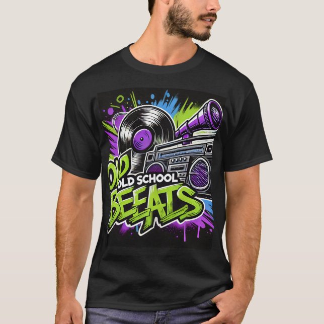Camiseta Gráfica Retro Old School Beats - Vinil (Frente)
