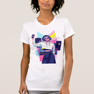 Camiseta Gráfica Retro Synthwave Girl