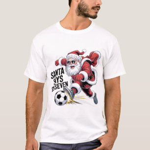 Camiseta Gráfica Rockin' Santa Diz Seis Sete Guita