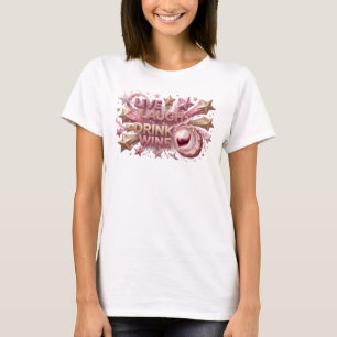 Camiseta Gráfica Rosa Bonito VIVA RI BEBA VINHO
