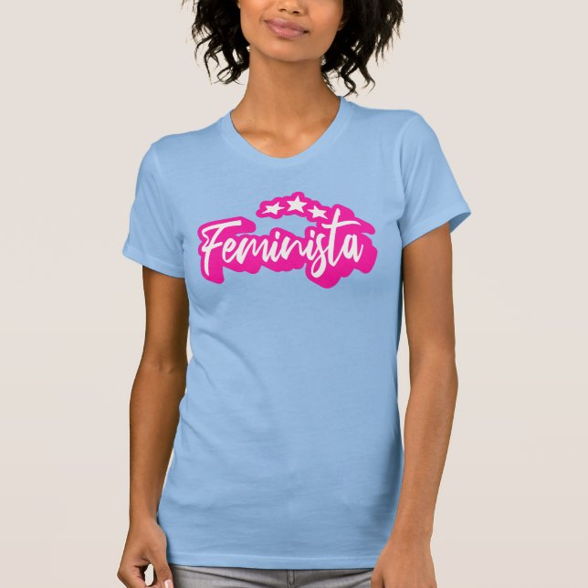 Camiseta Gráfica Rosa Feminista de Empoderamento F (Frente)