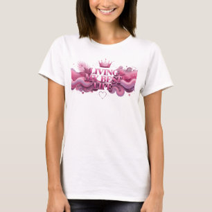 Camiseta Gráfica Rosa Marcante VIVENDO MINHA MELHO