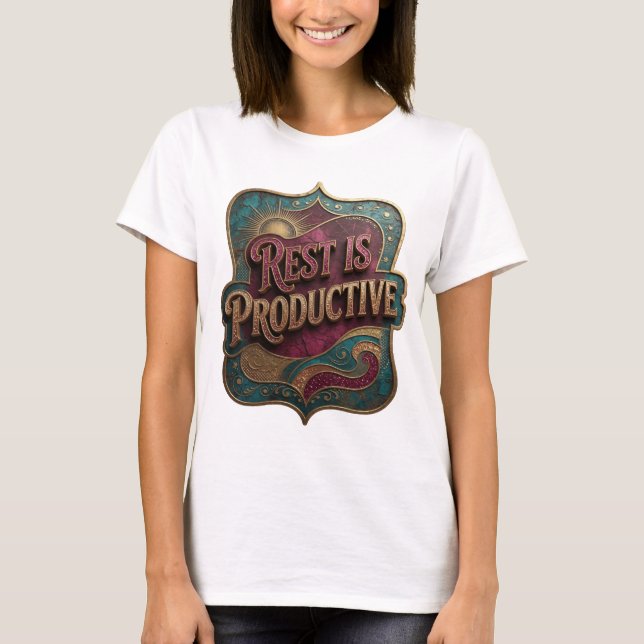 Camiseta Gráfica Sharp Gold REST IS PRODUCTIVE (Frente)