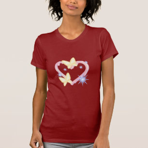 Camiseta Gráfica Sonhadora de Borboleta & Coração