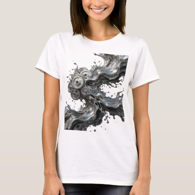 Camiseta Gráfica Statement Silver GEARS IN MOTION (Frente)