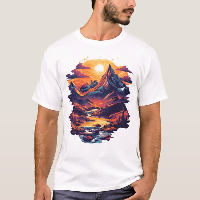 Camiseta Gráfica Sunset Mountain Escape (Frente)
