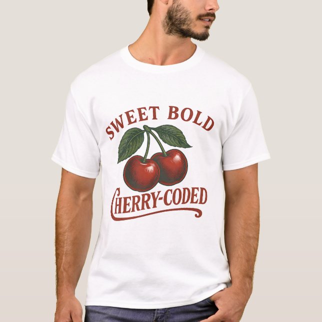 Camiseta Gráfica T Codificada Por Cereja Da Fruta  (Frente)