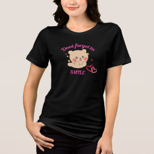 Camiseta Gráfica Urso Fofo Não Esqueça de Sorrir