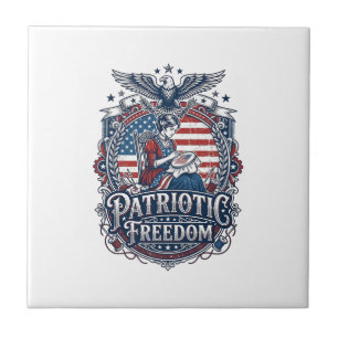 Camiseta Gráfica Vetorial de Bordado Cruz Patriota