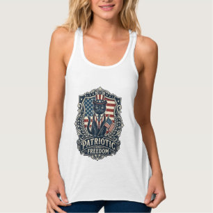 Camiseta Gráfica Vetorial de Gato Preto Patriota (