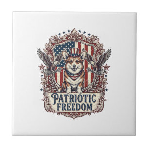 Camiseta Gráfica Vetorial Patriótica Corgi_1