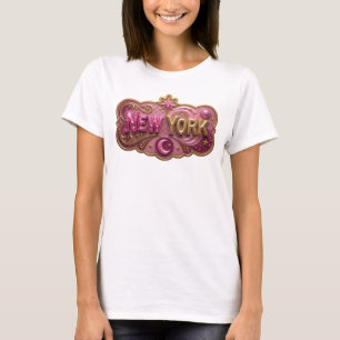 Camiseta Gráfica Vibrante Dourado NEW YORK