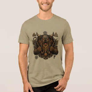 Camiseta Gráfica Viking Berserker Urso Guerreiro